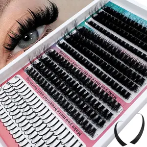 Spikes+120D+160D+200D/Spikes+60D+80D+100D/Spikes+40D+60D+80D DIY Cluster Eyelash Kit, Mixed Lengths 14-20mm, D/DD Curl, Natural Volume Style, Dramatic Lashes, 320pcs/312pcs/240pcs Set, Cosmetic