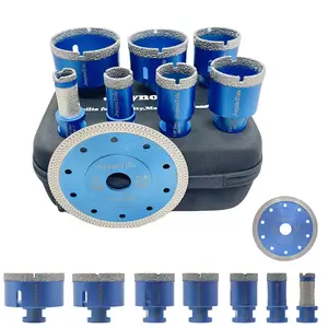 8Pcs Diamond Hole Saw Drill Bit Set,  Drill Bits & 20mm Drilling Milling Bit & 125mm Diamond Grinding Disc, For Ceramic Tile Marble Porcelain With 5/8"-11 Thread,Diamond Core Drill Bit,Tool Box,Tile Bit, home Title Tools,Title saw blade Cutting