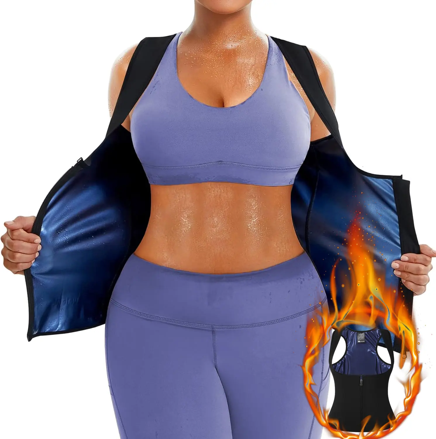 Women's Sauna Suit Sweat Waist Trainer Vest - Polyester Fits, Sturdy Elastic Resists Daily Wear, Gentle Wrap, Quick-Dry Workout Tank Top for Gym Fitness, From Gym to Casual Walks It Works