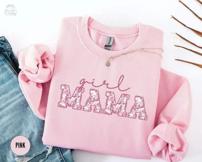 Floral Girl Mom Sweatshirt, T-Shirt, Hoodie, Toile Mama Of Girls Pullover, Cute Mothers Day Top, New Mama Baby Announcement Outfit, Cozy Momma Gift, Soft Comfort Cotton