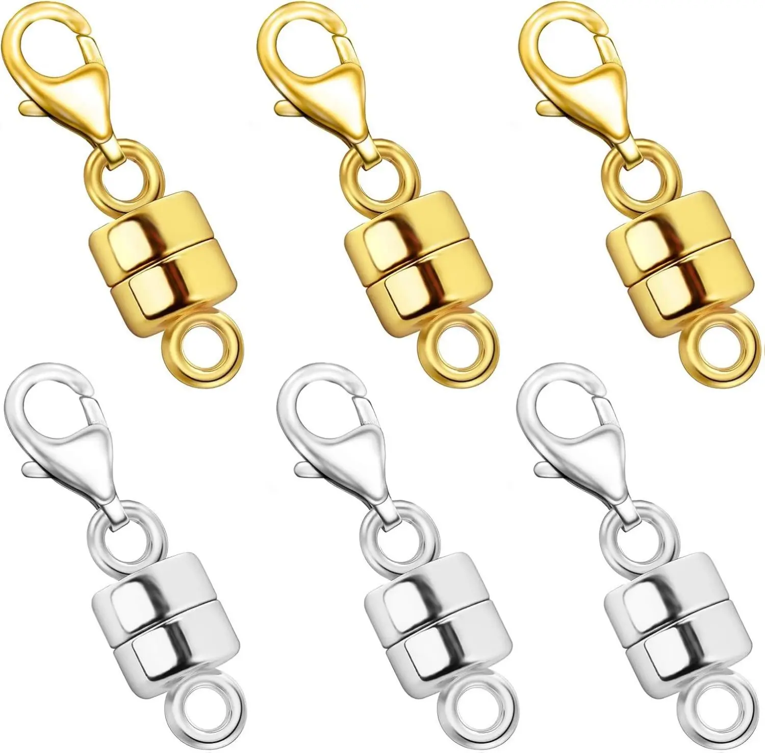Magnetic Necklace Clasp with Lobster Clasp 18K Gold and Silver Magnetic Jewelry Clasps for Necklaces Extender Bracelet Clasps and Closures, Beading Making, Jewelry Making