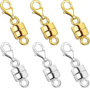 [New Deal] Magnetic Necklace Clasp with Lobster Clasp 18K Gold and Silver Magnetic Jewelry Clasps for Necklaces Extender Bracelet Clasps and Closures
