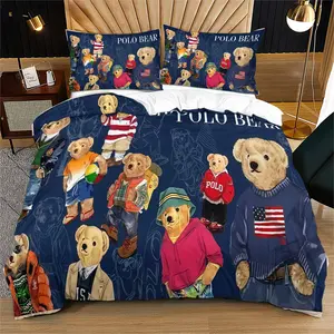 Bear Pattern Duvet Cover Set, Soft And Durable Bedding Set, Including 1 Duvet Cover And 1 Or 2 Pillowcases, Suitable As Daily Holiday Birthday Gifts For Children And Adults, Bedroom Decorations, Bed Sets