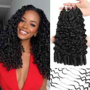 New Rhiso Burmese Curly Crochet Human Hair For Miracle Knots Natural Black Machine Made Feather Crochet Human Hair Deep Wave Jerry Curly Crochet For Miracle Knots Pre- Separated 50g/Pack #Summervibes