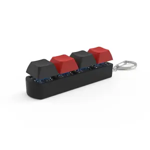 4 Keys Finger Button Relaxing Mechanical Keyboard Keycaps Portable Office Calming Fidget Accessory Sensory Calming Tool Stress Relief Keychain Gift for Adults Teens Kids