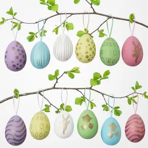Yunfan 12Pcs Easter Decorations Eggs Hanging Ornaments Colorful for Easter Tree Basket Decor Party Favors Supplies Home