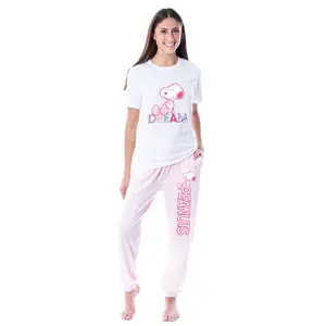 Peanuts Womens' Snoopy Dream Comic Flower Relaxing Sleep Jogger Pajama Set