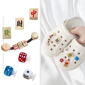Shoe Decorative Charms Cartoon Mahjong Says Cave Shoe Buckle DIY Accessories Button For Sandals And Beach Shoes Women's Gift chain design shoe charm cute