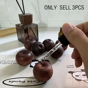 3 Natural Wood Apple-Shaped Diffusers - Solid Wood Essential Oil Diffusers, Gift Bag Included No Batteries Required, Long-Lasting Fragrance, Suitable for Home and Car Use, Perfect for Holiday Decor and Gifting, Aromatherapy Scent Diffuser