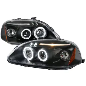1996-1998 Honda Civic Dual Halo Projector Headlights (Matte Black Housing/Clear Lens)