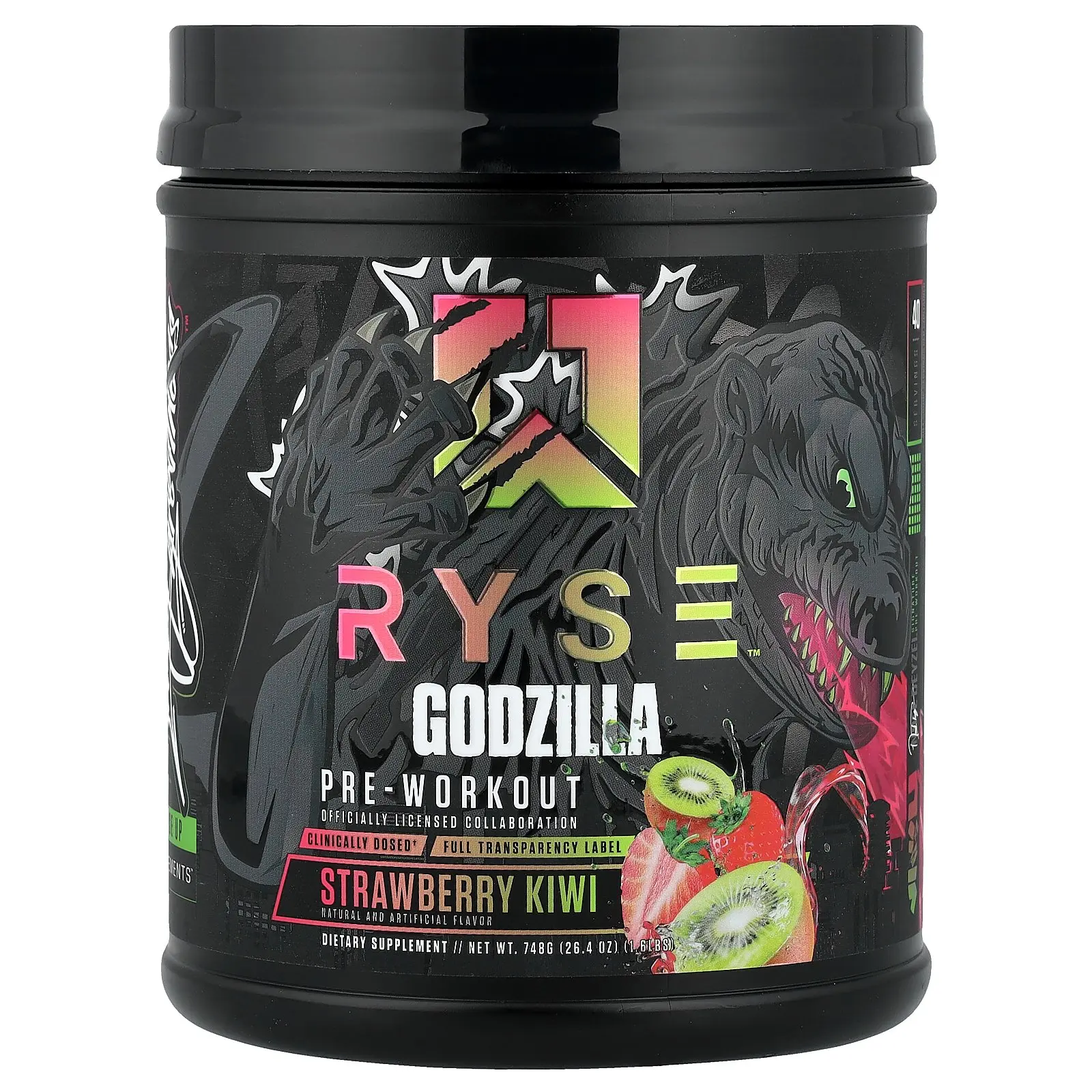 RYSE Pre-Workout, Godzilla, Strawberry Kiwi, 1.6 lbs (748 g) RYSE Pre-Workout, Godzilla, Strawberry Kiwi, 1.6 lbs (748 g)