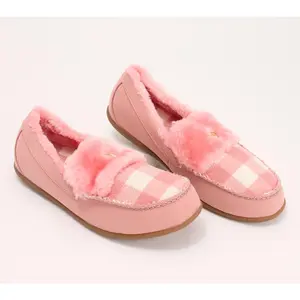 Revitalign Orthotic Faux Fur Slippers- Birch Buffalo Check