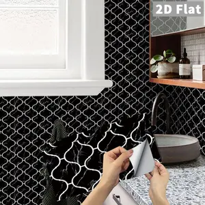6/12/24/48 PCS/Box FG Retro Green Gray Hexagon Mosaic PVC Crystal Film Peel and Stick Tile Stickers Waterproof Oil-Proof Self Adhesive Backsplash for Kitchen Bathroom Floor Tile Wood Surface Home Decor