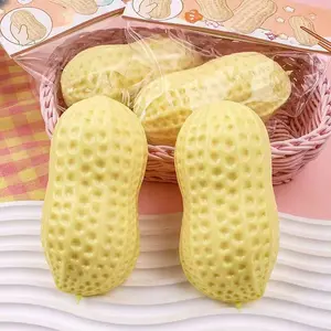 Cute Peanut Squeeze Toy - Slow Rising Squishy Fidget Toy, Novelty Food Shaped Stress Reliever for Anxiety Relief BeyBattle Set with Launchers