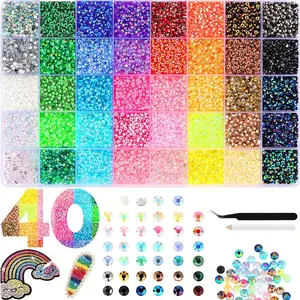 Bedazzling Kit with 40000 Pcs 3mm Resin Rhinestones, Mixed-Color Flat-Back Jelly Crystals for Nail Art, Tumblers, and Crafts, Includes Picker Tool and Tweezers, Rhinestone Bedazzling Kit