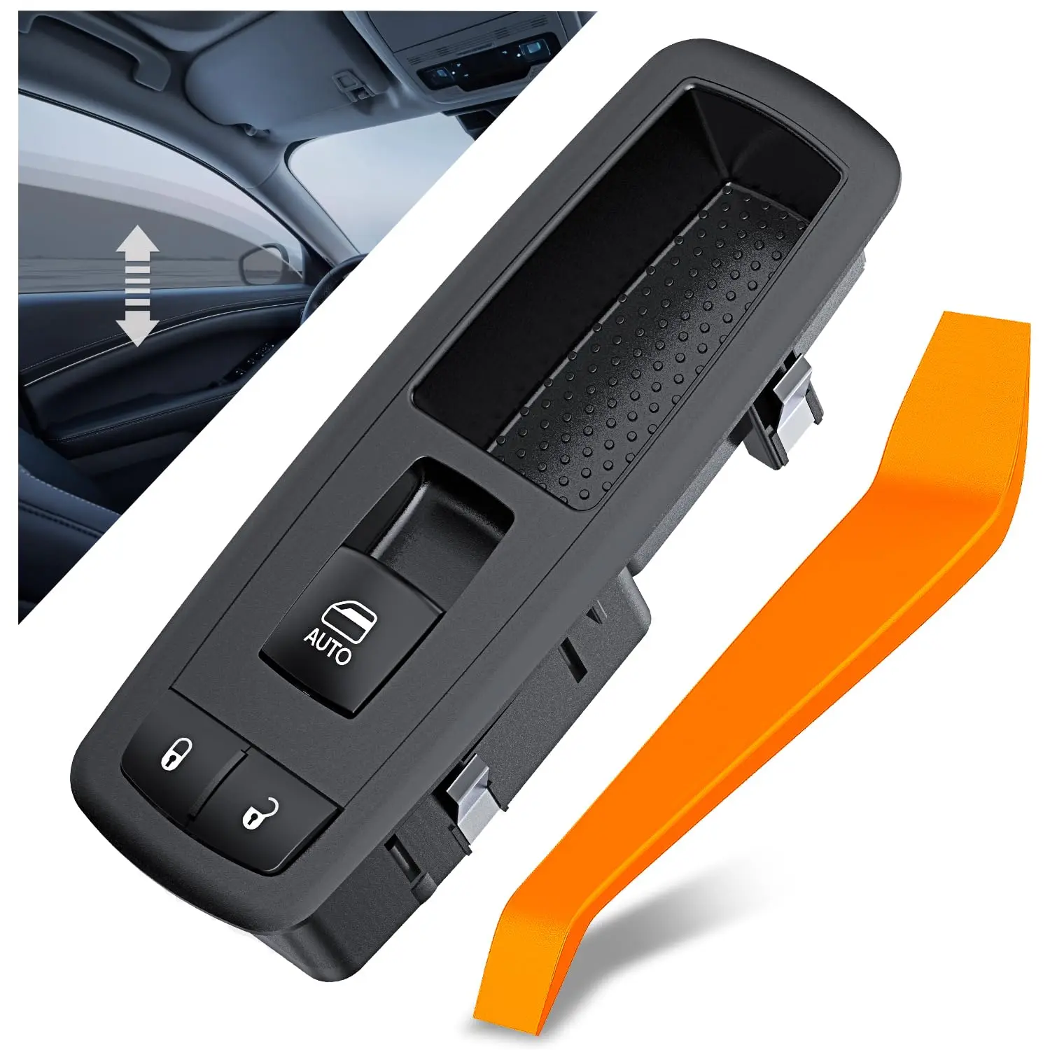 Nilight 1x 6-Pins Automotive Master Power Window Switch - Vibration-Resist OE-Like ABS PA6-GF30 Design, Original Fit Window/Door Accessory, Front Passenger Side Replacement with 1x Removal Tool for 2014-2015 Jeep Grand Cherokee, 2011-2015 Dodge Durango