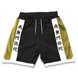 Demon Slayer Gyomei Himejima Embroidered Men's Basketball Mesh Anime Shorts With Four Pockets Athletic Sweat Walking Gym Shorts