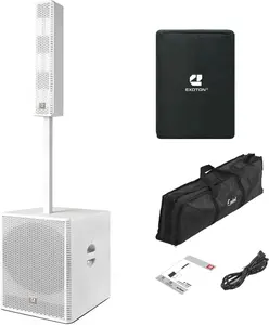 EXOTON S-1803W Portable PA Line Array Column DJ System, 18" Powered Subwoofer, 3000W 3-Way PA System, TWS, DSP Modes, Includes Carry Bag