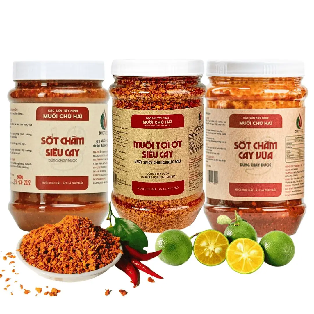 Chu Hai 3-Pack Marinade Salt Spice & Seasoning Blend Combo - Chili Garlic, Mild, Bold Flavors - Versatile Seasoning for Snacks, Vietnamese Food