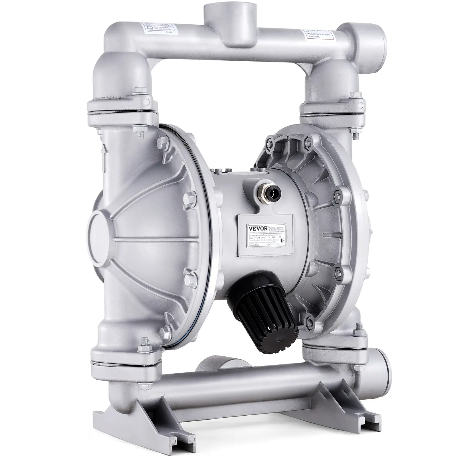 【Summerfinds】VEVOR Air Operated Double Diaphragm Pump 44GPMMax 115PSI Air Waste Oil Pneumatic Transfer Pump with 2 Extra Diaphragms1-1/2 inch Inlet & Outlet Aluminum Alloy Diaphragm Pump for Diesel Grease Oil