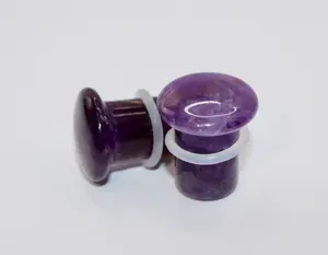 Amethyst Single Flare Plugs Pair of Purple Gauges 3mm-25mm
