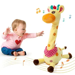 Dancing Talking Giraffe Toy, Stuffed Animal Baby Toy Repeating What You Say, Glowing Musical Giraffe with 10 Songs, Perfect Gifts for Toddlers 1-6 Years Old Christmas Gifts Christmas doll decorations