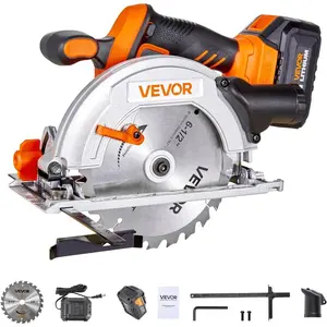 VEVOR 20V Cordless Circular Saw, 7-1/4 Brushless Circular Saw for Makita 18V Battery, 5000 RPM, 0-45 Degree Bevel Capability, LED Light, Kit with Battery and Charger Included, for Wood CuttingVEVOR Super Brand Day