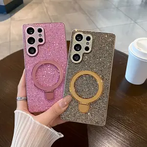 Luxury Diamond Lens Flash Stand Phone Case for Samsung S26/s26plus/s26ultra/s25/s25plus/s25ultra/s24/s24plus/s24ultra/s23/s23plus/s22/s22plus/s22ultra