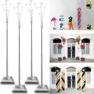 4 Set Balloon Stand Kit, 9 Feet Balloon Arch for, Ballon Column with Weights Base and Pole, Backdrop Stands for Parties, NO Need Helium Tank for Balloons