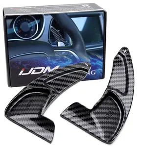 iJDMTOY Twill-Weave Carbon Fiber Pattern Style Larger Paddle Shifter Extensions For Dodge Challenger Charger Durango, Grand Cherokee, 300/300C