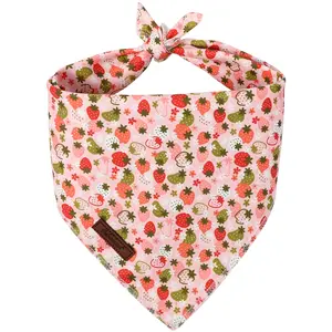 Babole Pet Strawberry Dog Bandana - Comfortable & Reversible Cotton Summer Pet Neck Scarf, Cute Pink Accessory for Small to Large Dogs and Cats