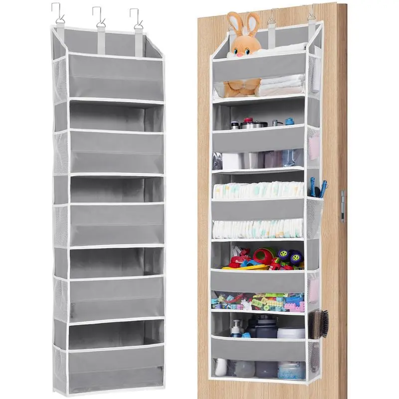 Over The Door Organizer Storage, 5-Tier Hanging Organizer with 10 Large Pockets and Anti-Tilt Design, 44 lb Capacity for Bedroom, Bathroom, Baby Product Storage, Dormitory Storage, Back to School Must Have Organization Solution