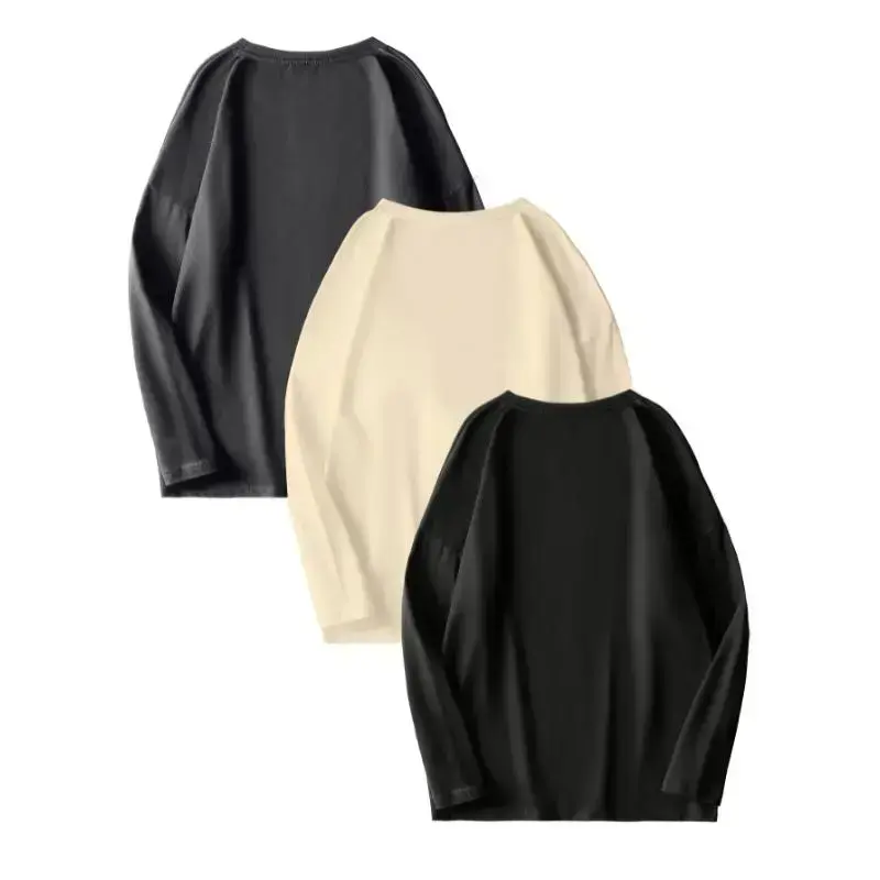 3-Pack Men'S Casual Crew Neck Long Sleeve T-Shirts - Knit Polyester 95%, Elastane 5% - Slight Stretch, Basic Style with Random Print Design 3-Pack Men'S Casual Crew Neck Long Sleeve T-Shirts - Knit Polyester 95%, Elastane 5% - Slight Stretch, Basic Style with Random Print Design