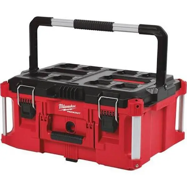 Milwaukee Electric Packout Tool Case - Integrated Organizer Bins, Metal Locking Latch, 22x16x11in IP65 Sealed Weatherproof Storage, 12.1 lbs Water-Resistant Tool & Hardware Solution for Jobsites