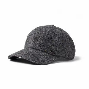 Grey American Wool Herringbone 6-Panel Cap