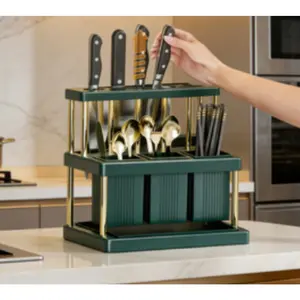 High-end fashion knife block, kitchen shelf, multi-functional aesthetic chopstick holder for countertop, integrated household knife block with knife storage box, Kitchenware, Home, Modern