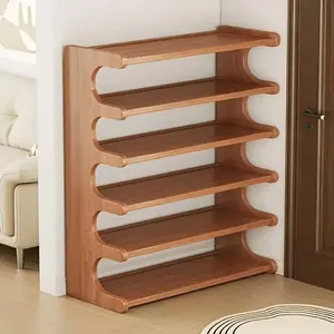 5/6-layer practical storage rack, shoe rack, space-saving design, multi-layer independent storage rack, wood grain finish, easy to assemble, self-supporting cubic shoe storage rack