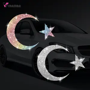 Shiny Moon Stars Car Sticker, Automobile Decals, Universal Car Sticker, Vehicle Exterior Decoration, Self-Adhesive No Residue Durable Vinyl, Easy to Install for Cars Trucks Motorcycles Glass Windows Laptops, Car Decorative Sticker