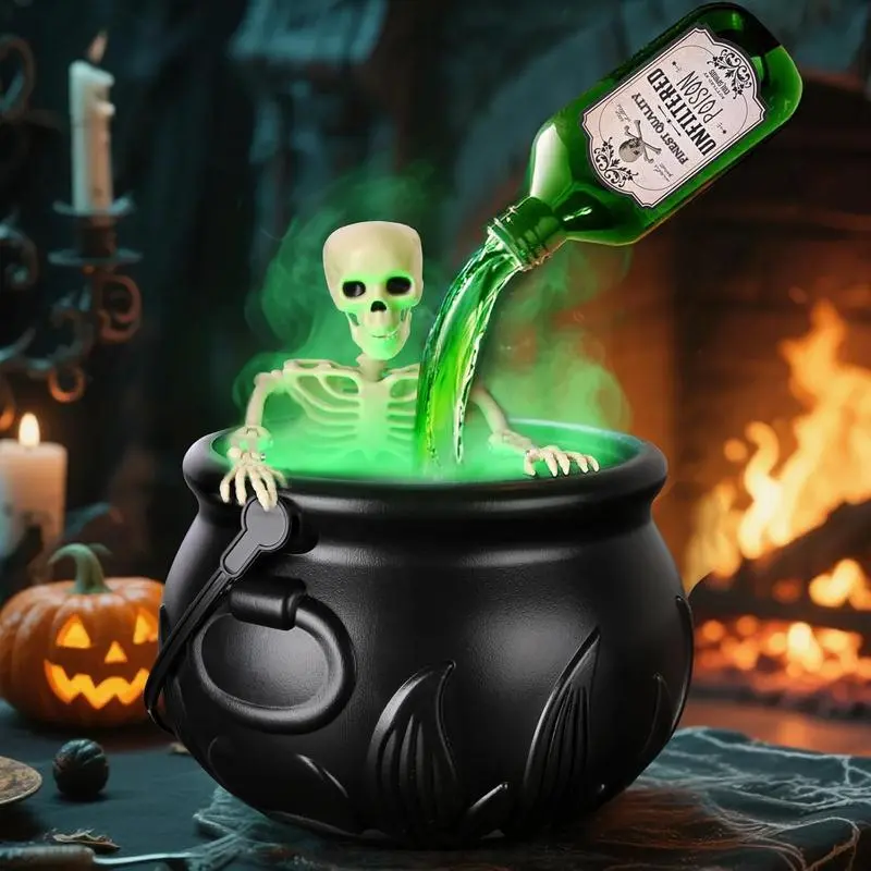 Halloween Decorations Indoor Cauldron Magic Floating Potion Bottles & Diffuser Black Plastic Witches Bowl Hocus Pocus Party Decoration for Spooky Vintage Home Kitchen Table Well Soon Gift Set Scent