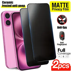 2-Pack Full Coverage Matte Privacy Protective Screen Protector with Anti-Spy, Edge Protection, Anti-Drop, Anti-Scratch, Shockproof, Easy Installation, Bubble-Free. Compatible with iPhone 17 Pro Max/16 Pro Max/15 Pro Max/14/13/12/11/XS/XR Series