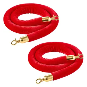 【FathersDayGift】VEVOR 2 Pcs Red Velvet Stanchion Ropes, 5 ft Crowd Control Stanchion Red Velvet Ropes with Gold Hooks, Post Queue Barrier Carpet Rope for Carpet Events Movie Theaters Grand Openings Hotels Party