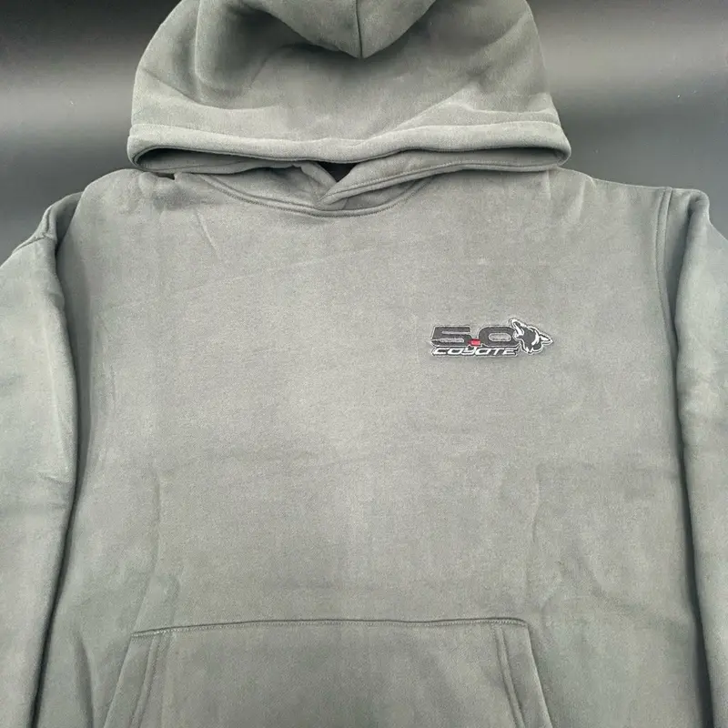 Coyote 5.0 Embroidered 100% Cotton Heavyweight Oversized Hoodie Car Enthusiast Menswear Pullover Casual