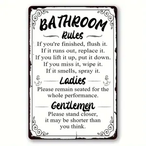 Vintage Rectangular Metal Plaque, 1 Count Retro Letter Pattern Decorative Plaque, Wall Hanging Decor for Home Bathroom, Vintage Metal Sign