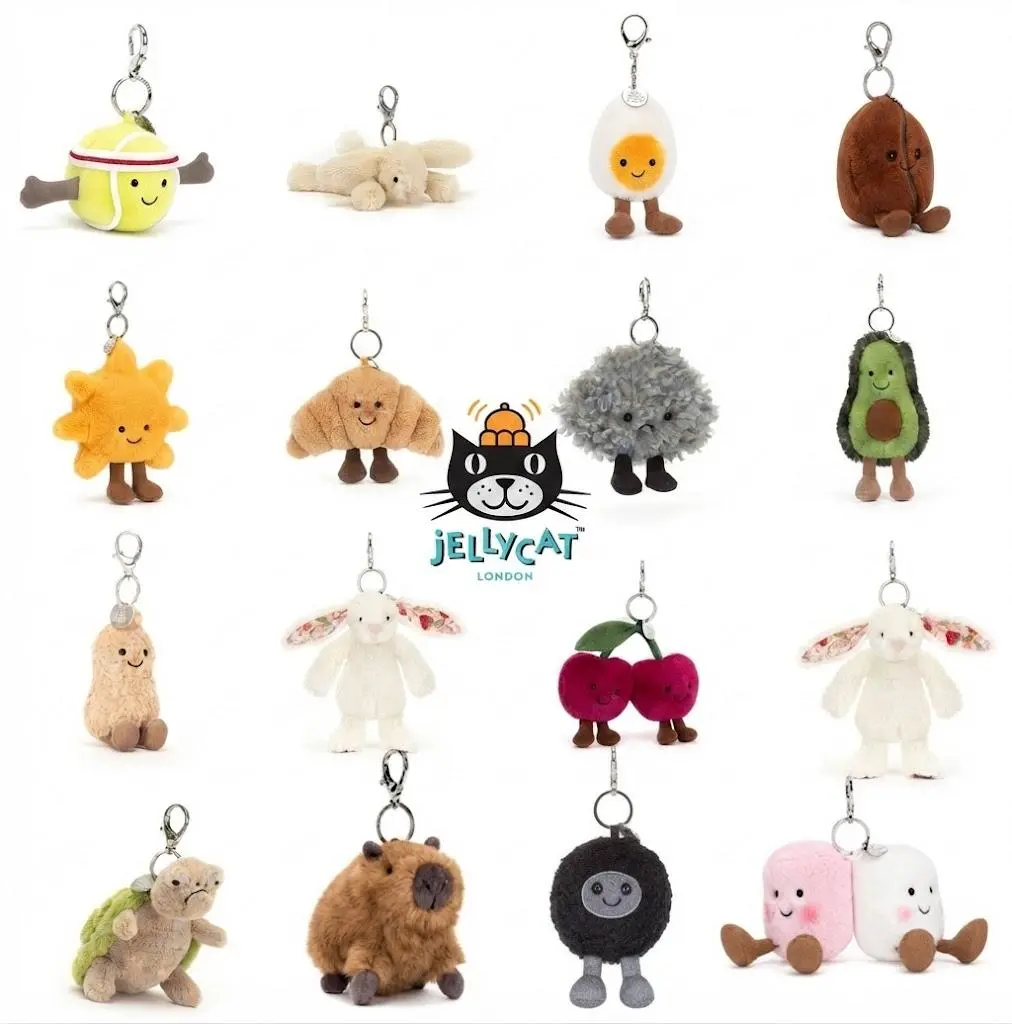 Jellycat Collectible Keychain - Cute Animal or Food Themed Soft Stuffed Charm - Hanging Pendant Gift for Backpacks, Car Keys Keychain Accessory Keychain Kawaii
