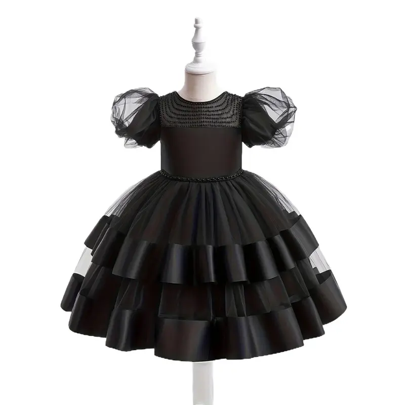 black princess dress disney Beaded Black Princess Dress for Girls with Sweep Train | Black / 3-4 Years (110cm)