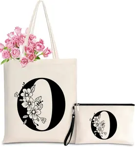Personalized Initial Tote for Women - Monogrammed Bags with Makeup Gift for Wedding, Birthday, Teacher