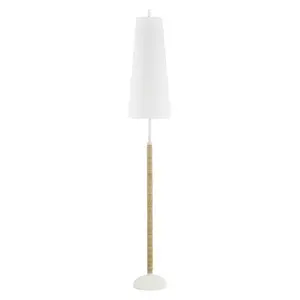 Mariana Coastal Floor Lamp with Pebble-Inspired Base and Rattan-Wrapped Column