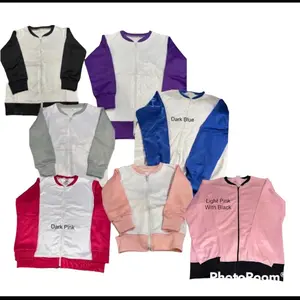 Sublimation blank fleece zip up bomber jacket Casual White Slim-fitting