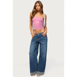 Gatz Cuffed Low Rise Wide Leg Jeans