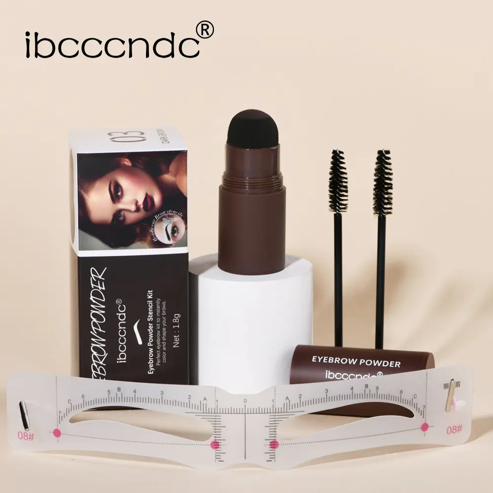 Waterproof Eyebrow Stamp Powder Kit, Eyebrow Powder Set, Everyday Brow Set, Eyebrow Powder Stick Makeup Kit with Brush and Stamp Stencil Shapes, Sweat-Proof & Long-Lasting Eyebrow Tint Set, Instant Color for Beginners, Eyebrow Define Powder